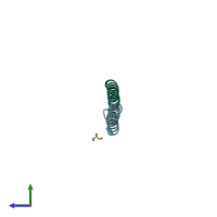 PDB entry 6akk coloured by chain, side view.