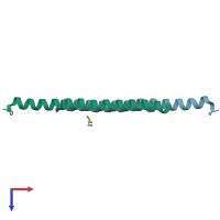 PDB entry 6akk coloured by chain, top view.