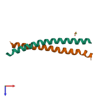 PDB entry 6akm coloured by chain, top view.