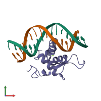 PDB entry 6ako coloured by chain, front view.