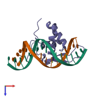 PDB entry 6ako coloured by chain, top view.