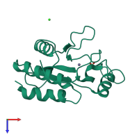PDB entry 6akv coloured by chain, top view.