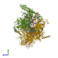 PDB entry 6alf coloured by chain, side view.