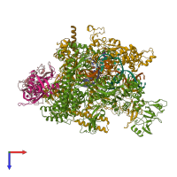 PDB entry 6alg coloured by chain, top view.