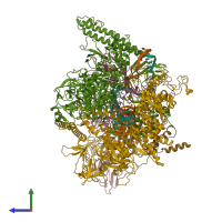 PDB entry 6alh coloured by chain, side view.