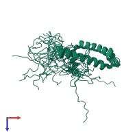 PDB entry 6aly coloured by chain, ensemble of 20 models, top view.