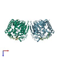 PDB entry 6alz coloured by chain, top view.