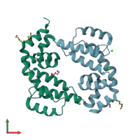 PDB entry 6am3 coloured by chain, front view.