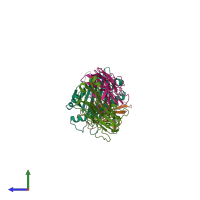 PDB entry 6am5 coloured by chain, side view.