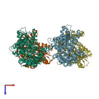 PDB entry 6am8 coloured by chain, top view.