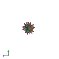 PDB entry 6ama coloured by chain, side view.