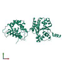 PDB entry 6amn coloured by chain, front view.
