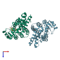 PDB entry 6an1 coloured by chain, top view.