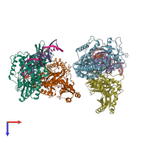 PDB entry 6an2 coloured by chain, top view.