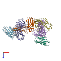 PDB entry 6ani coloured by chain, top view.