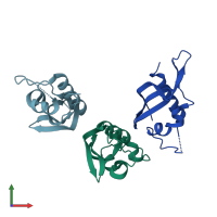 PDB entry 6anw coloured by chain, front view.