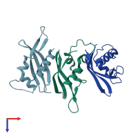 PDB entry 6anw coloured by chain, top view.