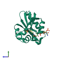 PDB entry 6ao7 coloured by chain, side view.