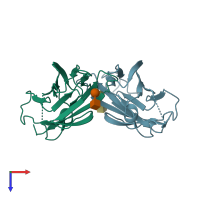 PDB entry 6aox coloured by chain, top view.