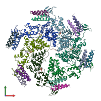 PDB entry 6ap1 coloured by chain, front view.