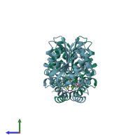 PDB entry 6ap7 coloured by chain, side view.