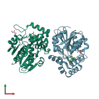 PDB entry 6ap8 coloured by chain, front view.