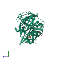 PDB entry 6apr coloured by chain, side view.
