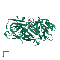 PDB entry 6apr coloured by chain, top view.