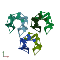 PDB entry 6aqv coloured by chain, front view.