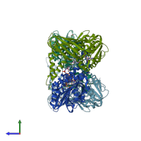 PDB entry 6arj coloured by chain, side view.