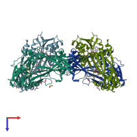 PDB entry 6arv coloured by chain, top view.