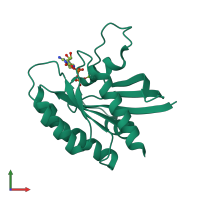 PDB entry 6asa coloured by chain, front view.