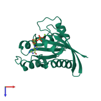 PDB entry 6ase coloured by chain, top view.