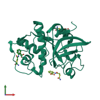 PDB entry 6ash coloured by chain, front view.