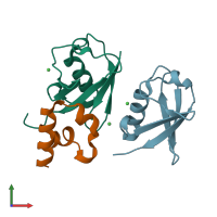 PDB entry 6asr coloured by chain, front view.
