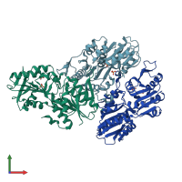 PDB entry 6asv coloured by chain, front view.