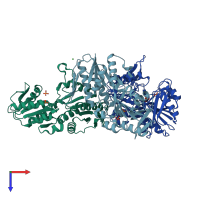 PDB entry 6asv coloured by chain, top view.