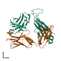 PDB entry 6at6 coloured by chain, front view.