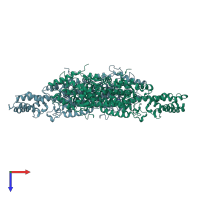 PDB entry 6at7 coloured by chain, top view.