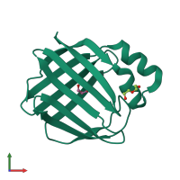 PDB entry 6at8 coloured by chain, front view.