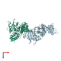 PDB entry 6atd coloured by chain, top view.