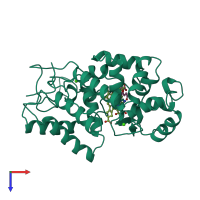 PDB entry 6atj coloured by chain, top view.