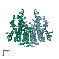 PDB entry 6atq coloured by chain, top view.