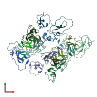 PDB entry 6atu coloured by chain, front view.