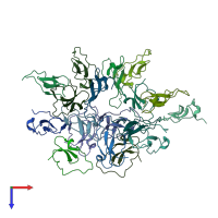 PDB entry 6atu coloured by chain, top view.