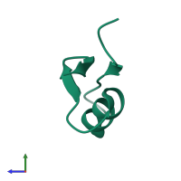 PDB entry 6atw coloured by chain, side view.
