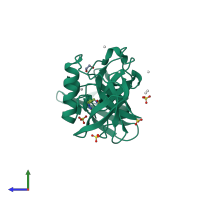 PDB entry 6au3 coloured by chain, side view.