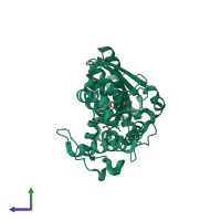 PDB entry 6au6 coloured by chain, side view.
