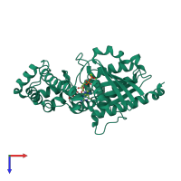 PDB entry 6au6 coloured by chain, top view.