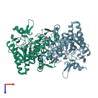 PDB entry 6aut coloured by chain, top view.